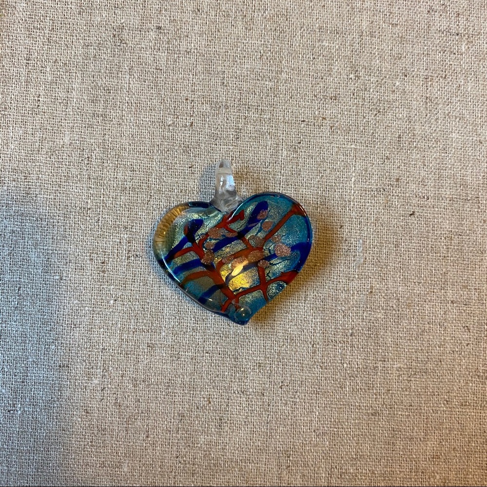 Acrylic Blue Heart with Red detailing